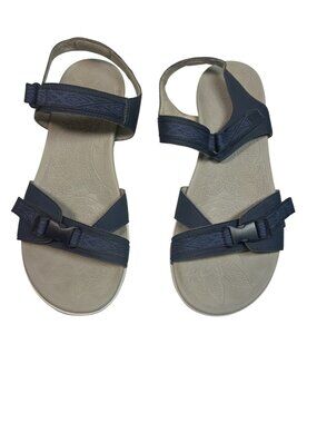 Dansko Womens Adjustable Strap Natural Arch Sandals Size 39 Navy & Grey Slip Res